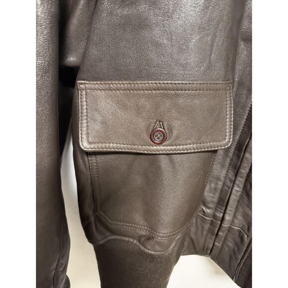 Vintage US Navy G-1 Flight Jacket Mens 52 Brown Leather Mouton Collar Bomber 80s - Picture 3 of 16